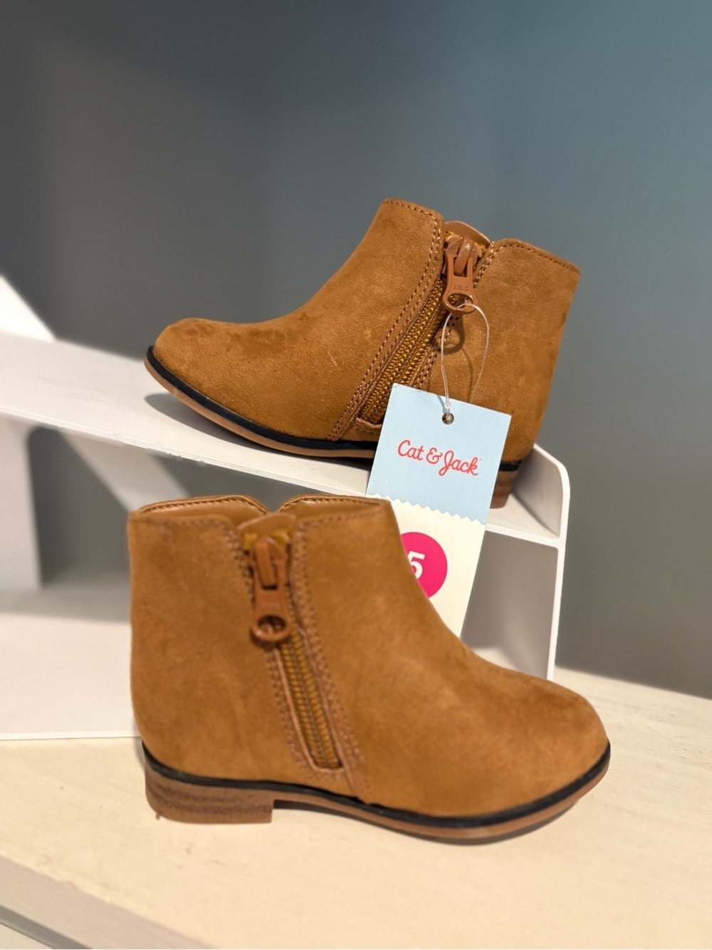 Cat & Jack Penelope Faux Suede Bootie Camel Unisex Kids Size 5 Flexible Outsole - Picture 2 of 6